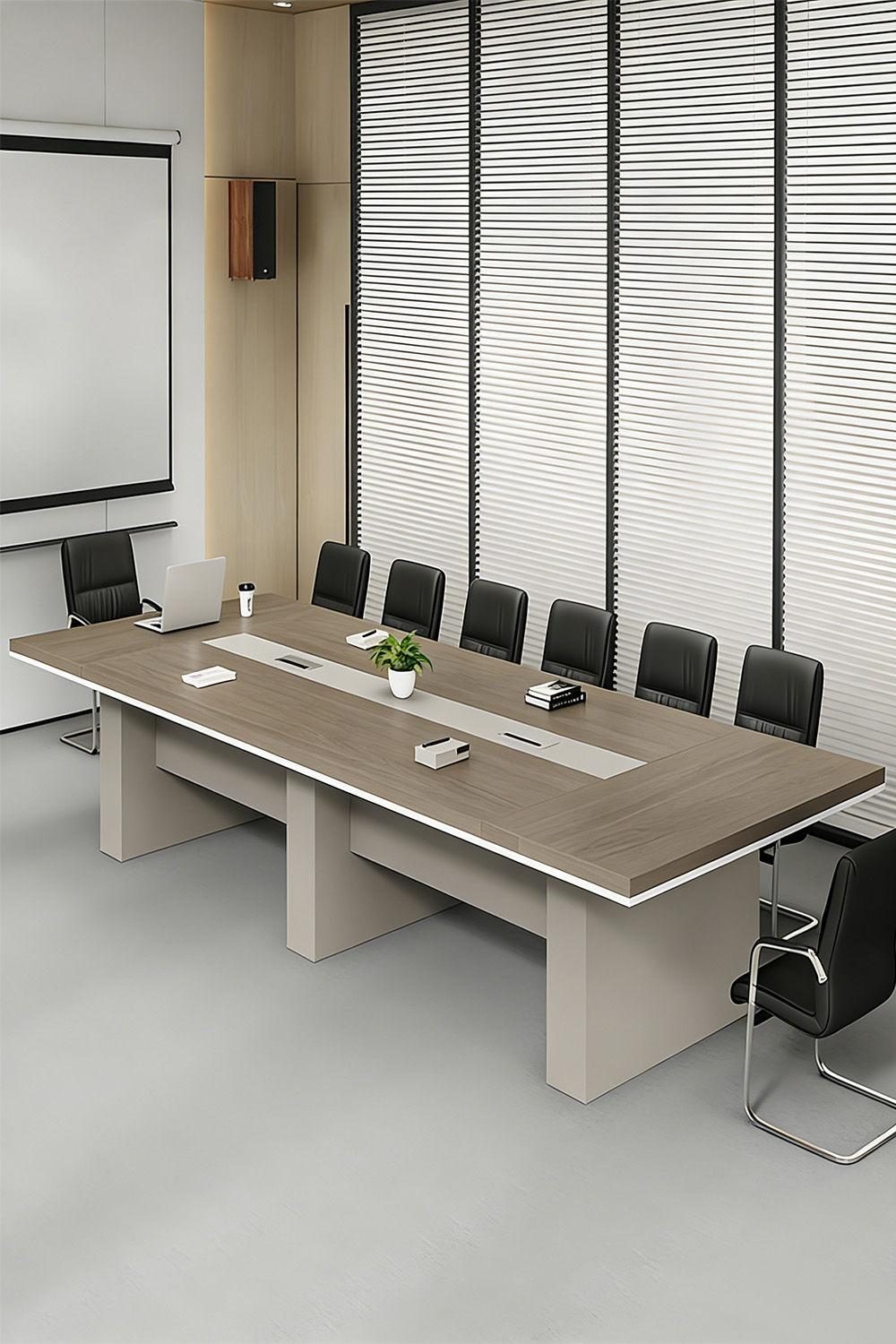 Factory-manufactured conference table in a corporate meeting room
